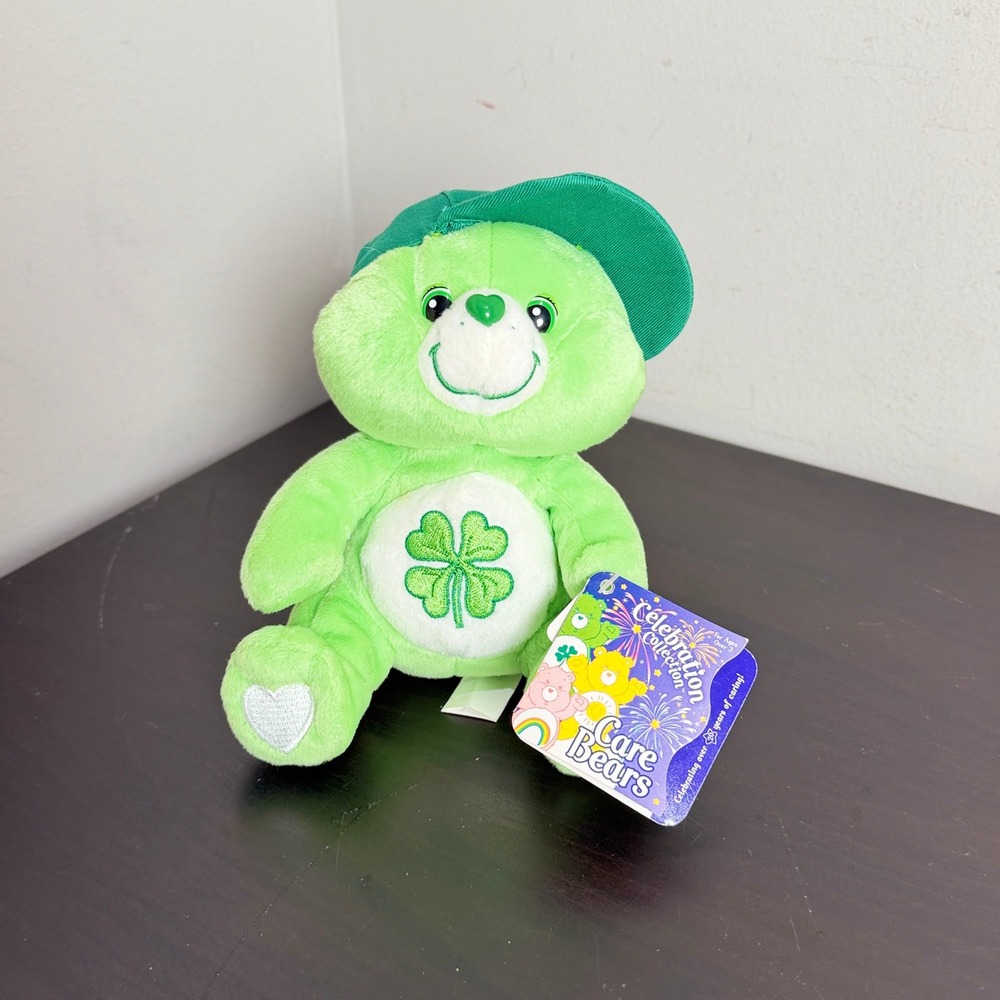 Care Bears Good Luck Bear Celebration Collection Plush Green Clover Hat 8 inch
